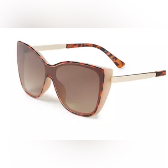 Jessica Simpson J6268‎ TORTOISE NUDE shield plastic cat eye frame sunglasses new - Picture 1 of 5